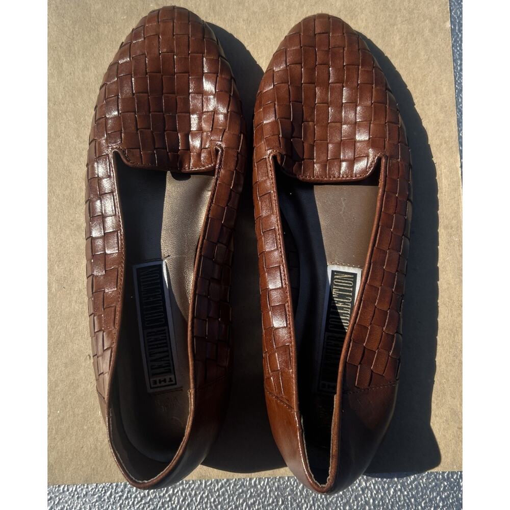 Vintage Woven Leather Connection Loafers Brown Brazil Wide Width Womens Size 10